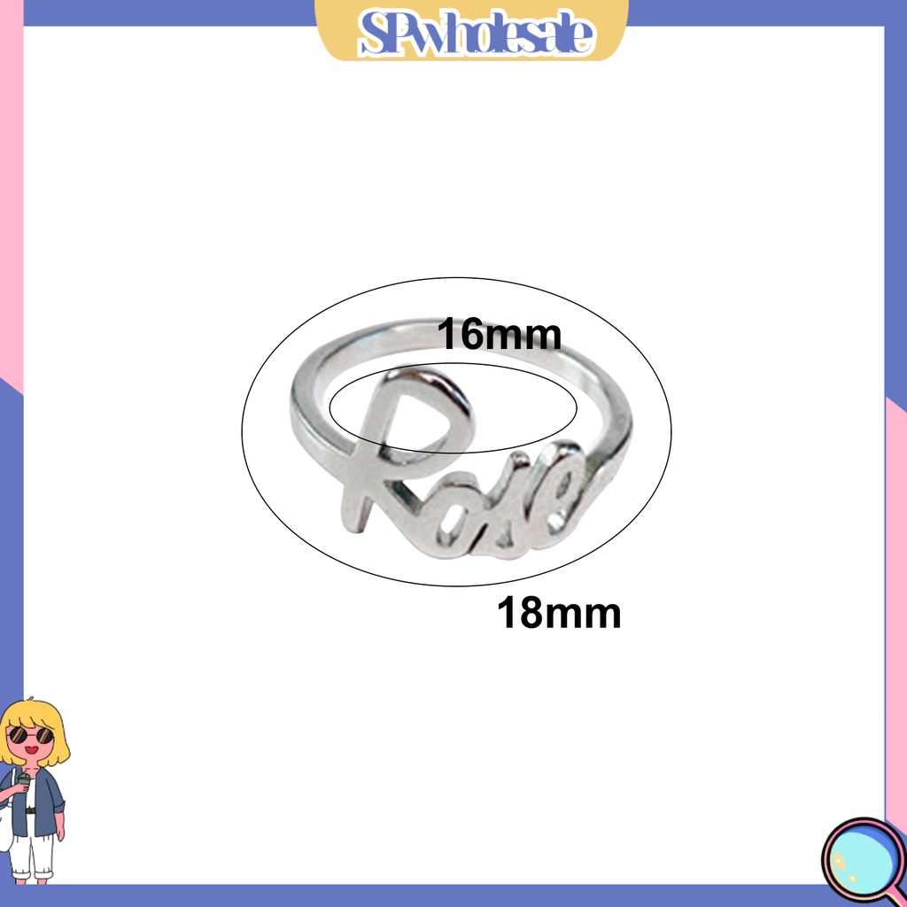 <SPwholesale> Nhẫn Hợp Kim Họa Tiết Chữ Cái Màu Đen Phong Cách Thần Tượng