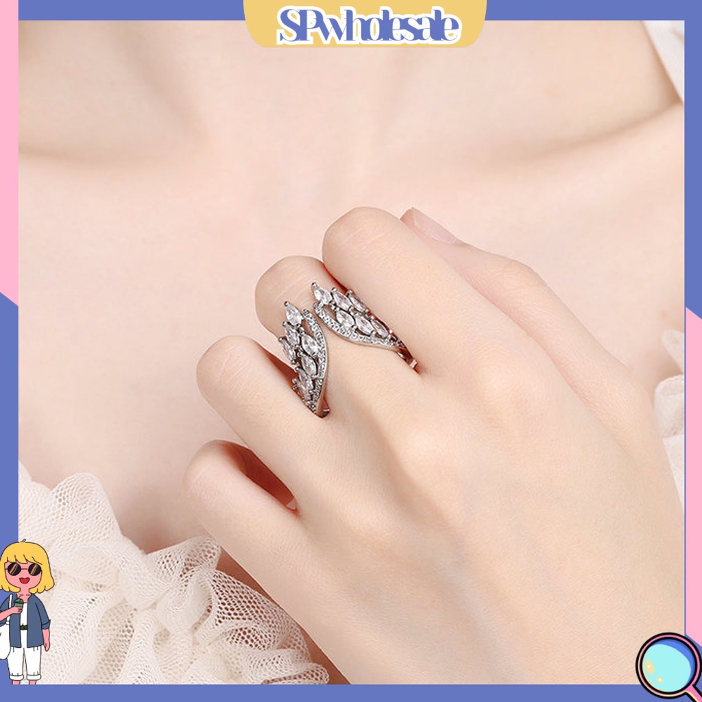 <SPwholesale> Nhẫn Dạng Hở Hình Cánh Lấp Lánh Sáng Bóng Dành Cho Nữ Đính Hôn