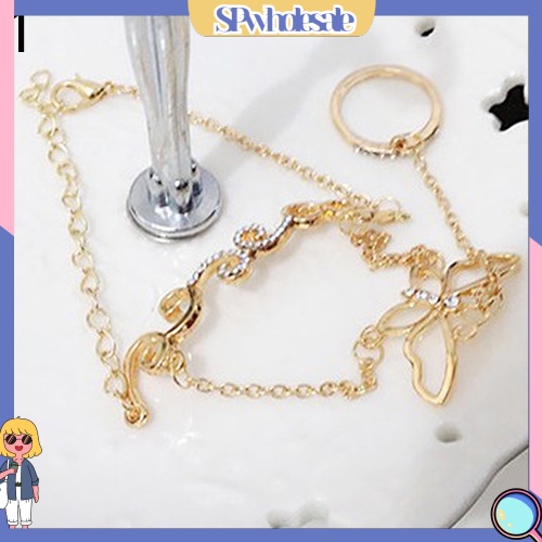 <SPwholesale> Vòng Đeo Tay Nối Nhẫn Hình Bướm Rỗng Sang Trọng Thời Trang Cho Nữ