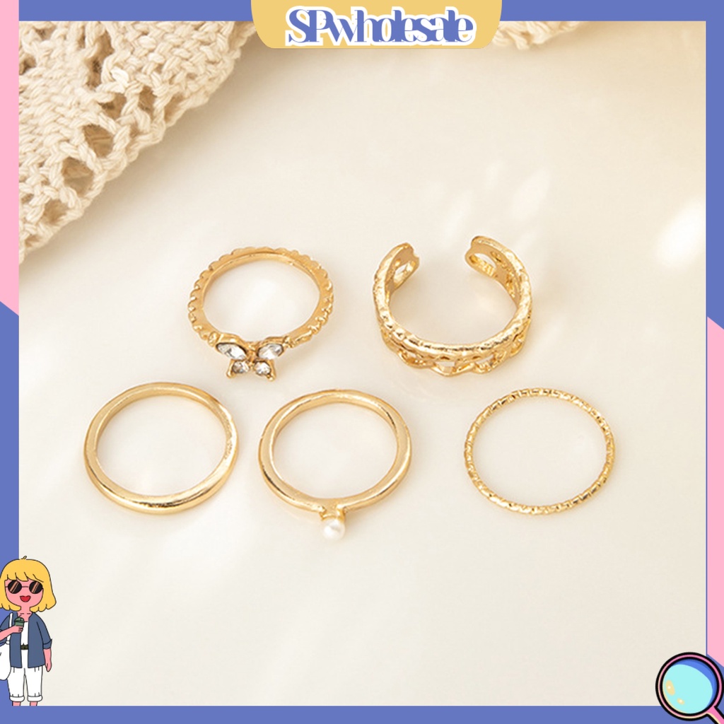 <SPwholesale> Set 5 Nhẫn Đeo Khớp Ngón Tay Vintage Cho Nữ