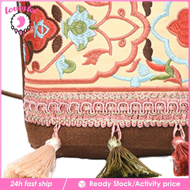 Túi Xách Đeo Vai Vải Bạt Thêu Hình Tua Rua Thời Trang Nữ