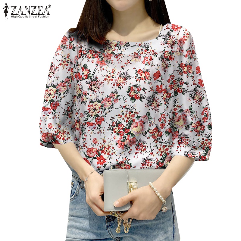 Zanzea Áo Kiểu Tay Lỡ 3 / 4 Cổ Vuông Phong Cách Hàn Quốc Dành Cho Nữ