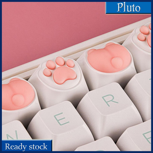 Mới Set 4 Nút Bàn Phím Silicon Hình Bàn Chân Mèo Dễ Thương