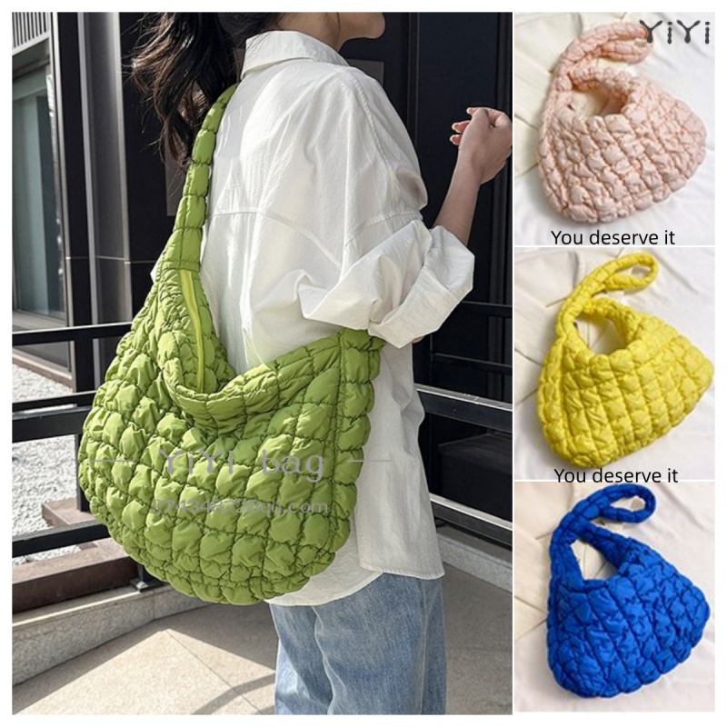 ✨ Ưu đãi mới ✨ Cộng với kích thước Hàn Quốc phiên bản bong bóng xếp li túi Puff Cloud Pack bông áo há cảo túi mềm lưới nách túi công suất lớn xuống một vai túi xách nữ nhẹ đi lại nghiêng túi xách nữ