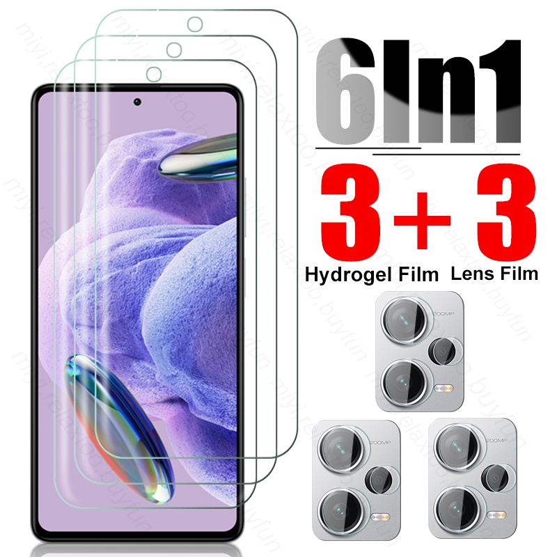 Ốp Điện Thoại Hydrogel Mềm 6 Trong 1 Bảo Vệ Màn Hình Máy Ảnh Cho Xiaomi Redmi Note12 4G 5G Note 12 Pro Plus Pro + 5G