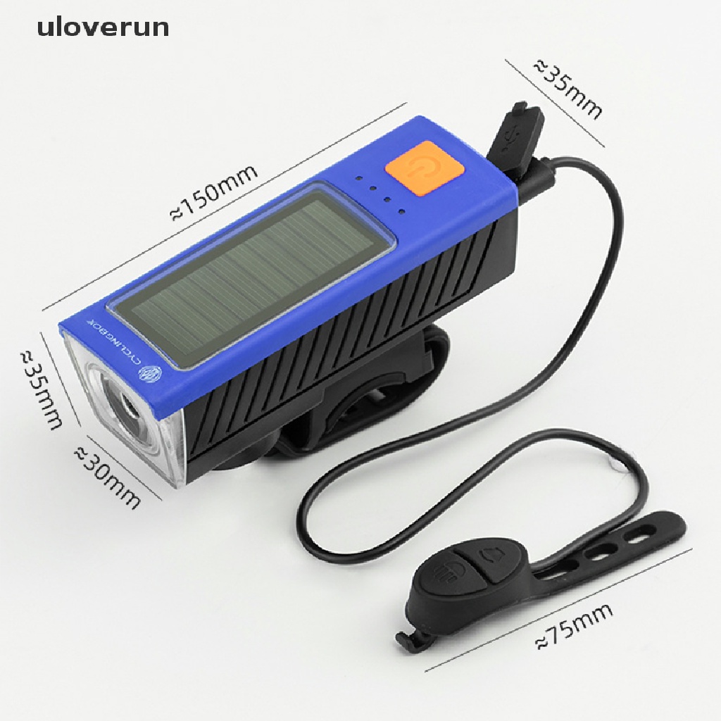 Đèn Năng Lượng Mặt Trời Chống Thấm Nước Kèm Còi Sạc USB Chuyên Dụng Cho Xe Đạp