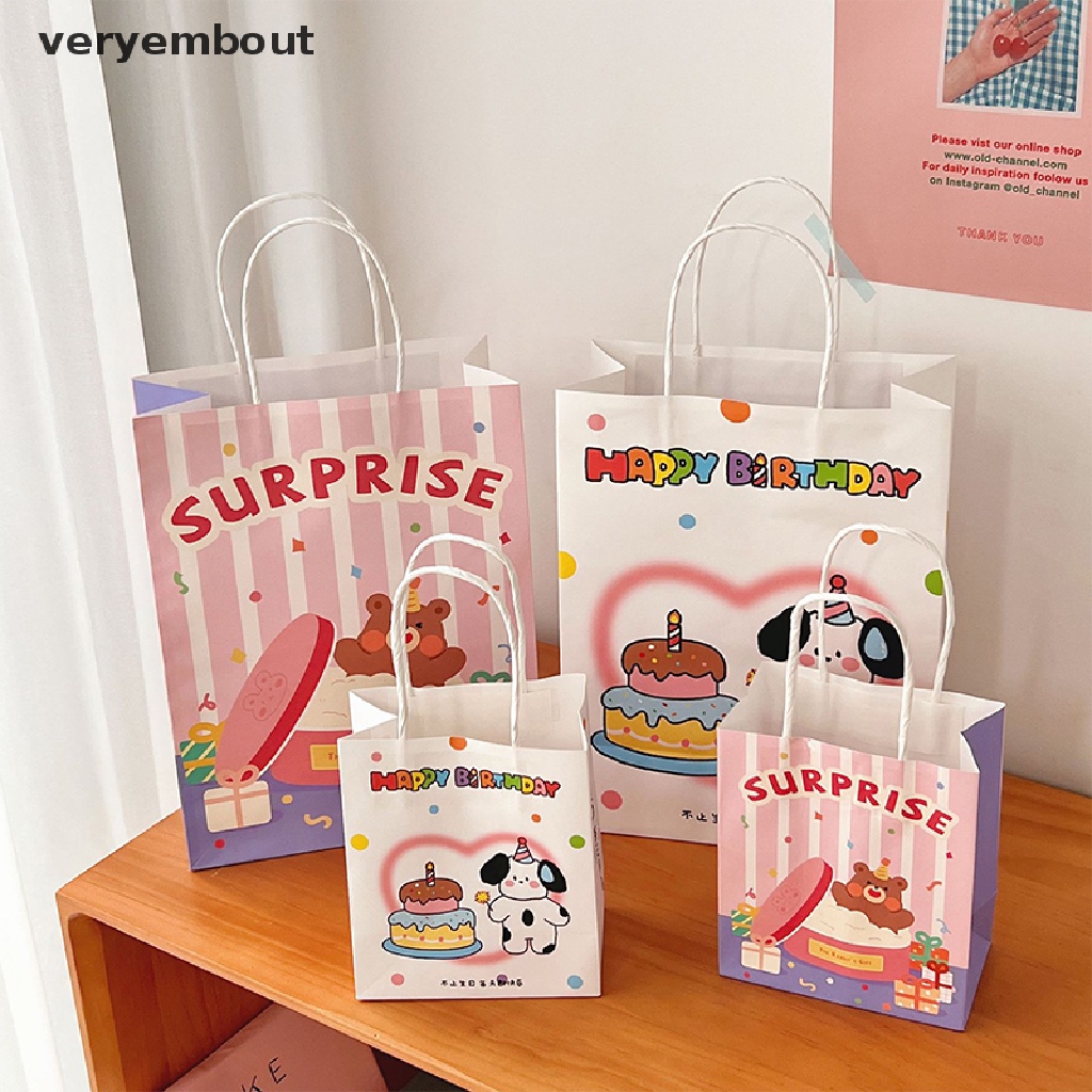 Set 5 Túi Giấy Đựng Quà Họa Tiết Hoạt Hình Dễ Thương