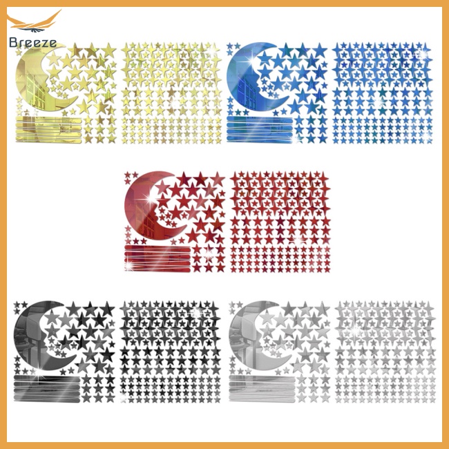 105 Sticker Dán Tường Chống Thấm Nước Tự Dính Hình Trăng Sao 3d Có Thể Tái Sử Dụng