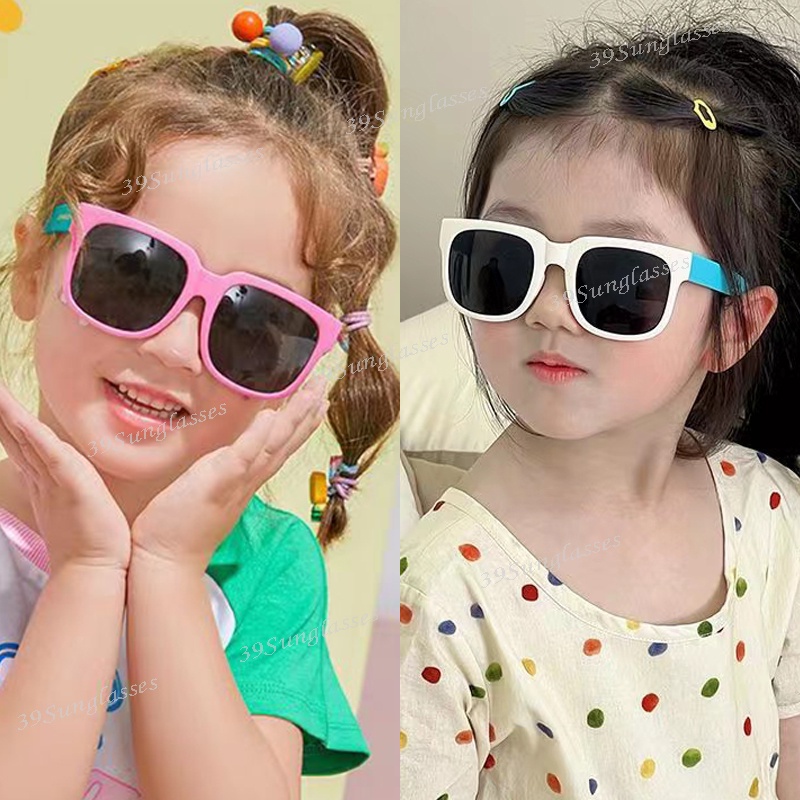 Kính Mát Gọng Vuông Nhiều Màu Sắc Chống Tia UV Phong Cách Hàn Quốc Dễ Thương Dành Cho Bé Trai Và Bé Gái