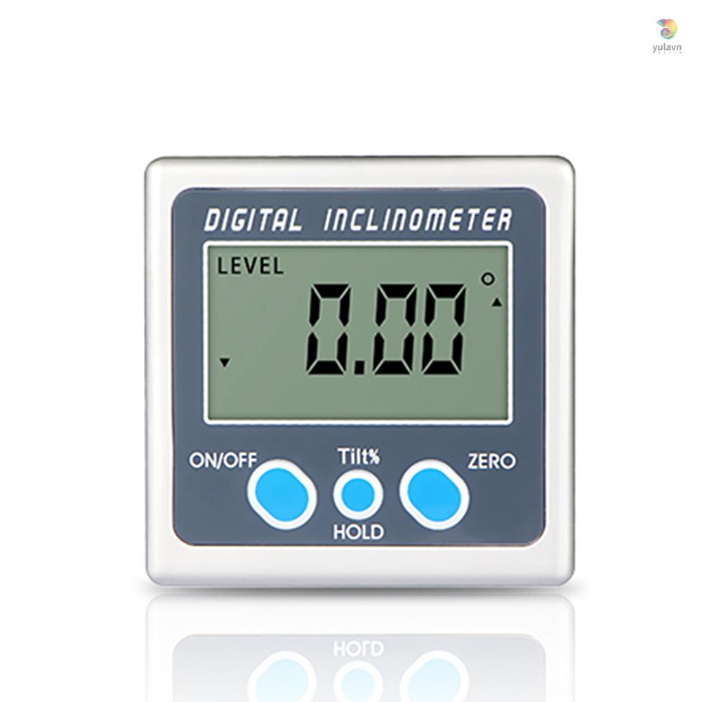 Máy Đo Kỹ Thuật Số Vỏ Hợp Kim Kẽm Đa Năng Xoay 360 Độ° Thước Đo Góc Điện Tử Mini Có Nam Châm