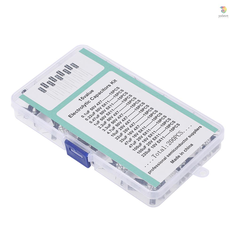 Bộ 200 Tụ Điện Phân Cực 15Values Kèm Hộp Đựng