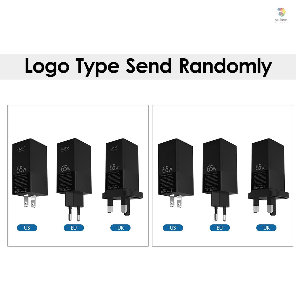 Tẩu Sạc Nhanh USB C 65W 3 Cổng PD Type C Gắn Tường Tương Thích Với Laptop / Điện Thoại