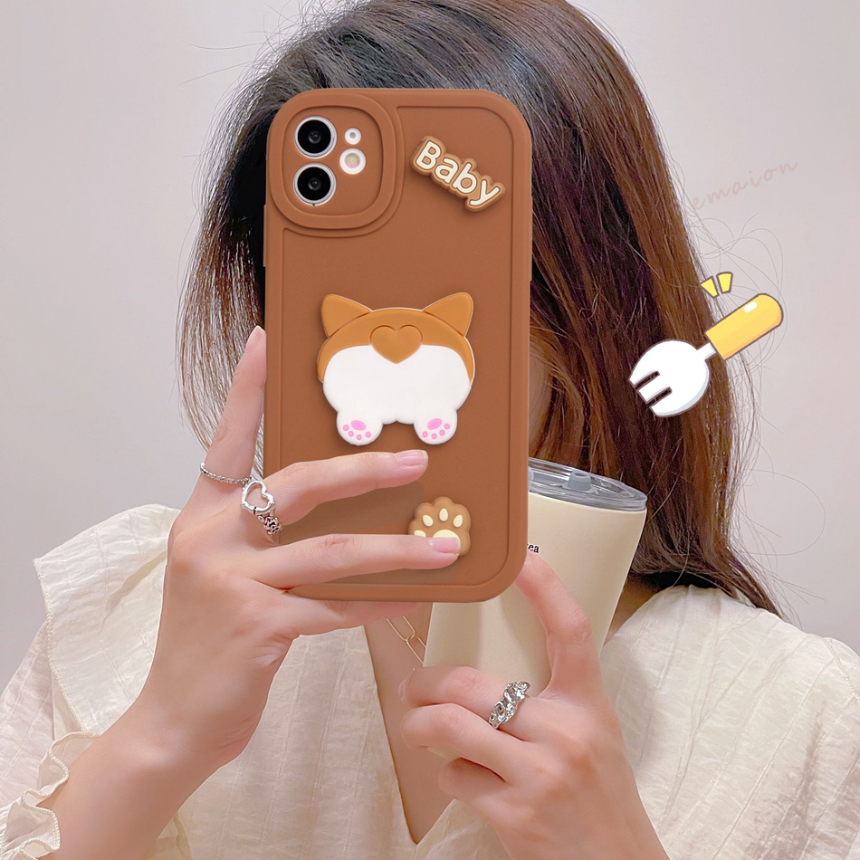 Ốp Điện Thoại Silicon Dẻo Hình Corgi 3D iPhone 11 12 13 14 Pro MAX Plus Mini X XR XS MAX 6 S 7 8 Plus SE 2020 11Pro 12pro 13Pro