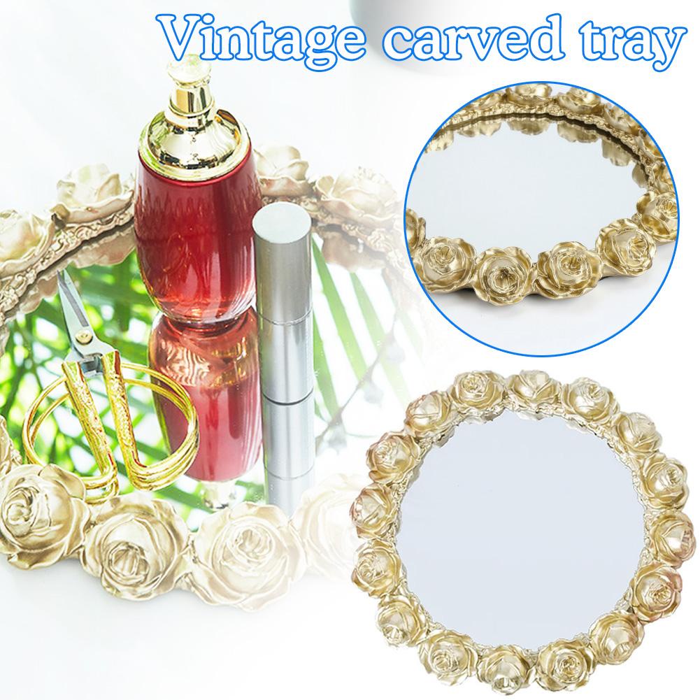 Khay Đựng Trà / Cà Phê / Tráng Miệng Hình Chữ Nhật Chạm Khắc Phong Cách Bắc Âu Cổ Điển B0Y7