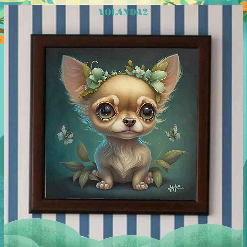 Tranh Đính Đá Kim Cương Toàn Bộ 5D DIY Hình Vẽ Chó Trang Trí Nhà Cửa