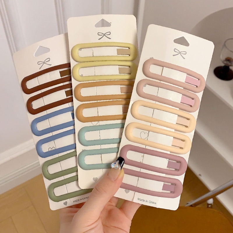 Set 6 Kẹp Tóc Màu Sắc Đơn Giản Thời Trang Cho Nữ