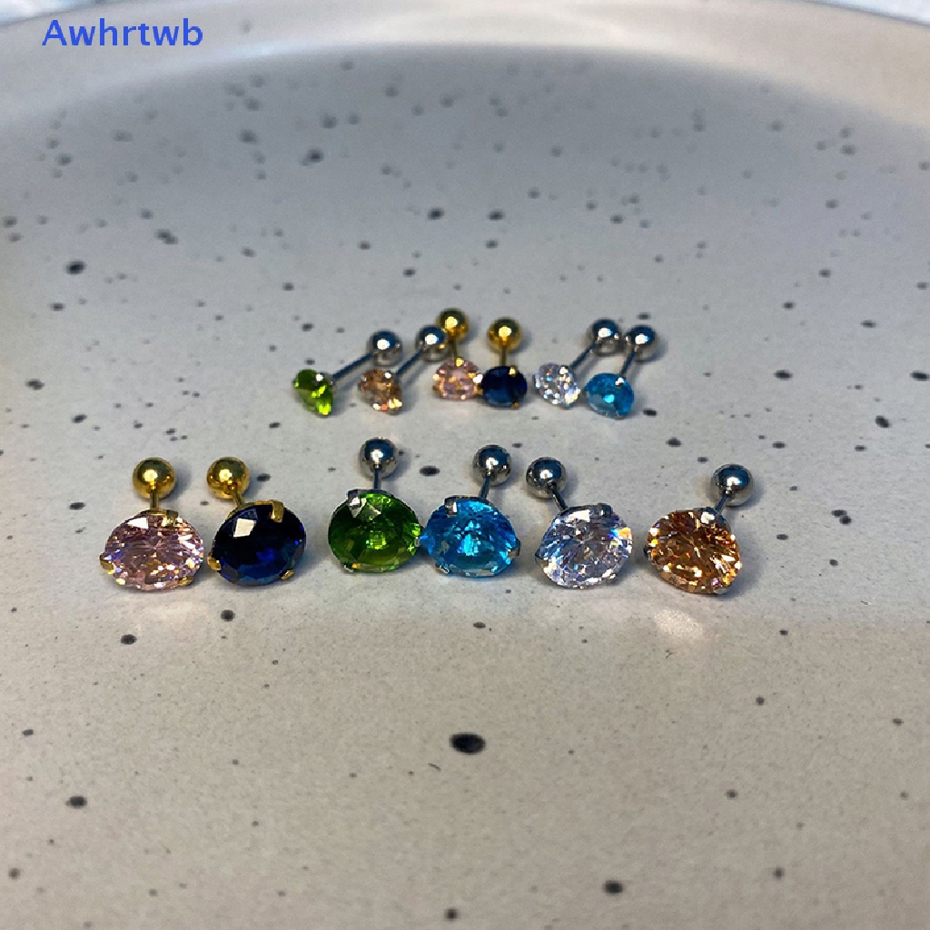 1 Khuyên Tai Đính Đá 5 / 8mm Thời Trang Nữ Tính Mới