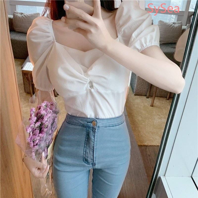 Áo Voan Cổ Vuông Thời Trang Pháp Dành Cho Nữ