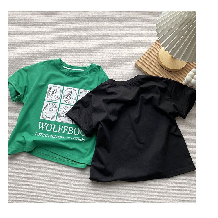 Áo Thun 100% cotton Tay Ngắn Thoáng Khí In Họa Tiết Hoạt Hình Dành Cho Trẻ Em