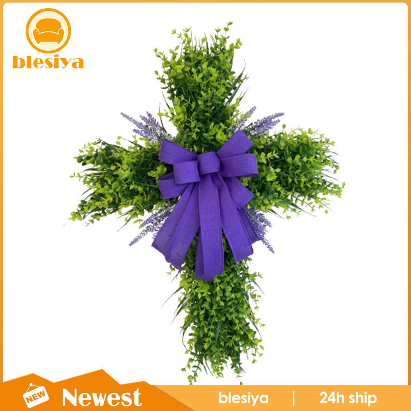 [Blesiya] Vòng Hoa Treo Trang Trí Cửa Trước Sân Vườn Hình Chữ Thập Phục Sinh