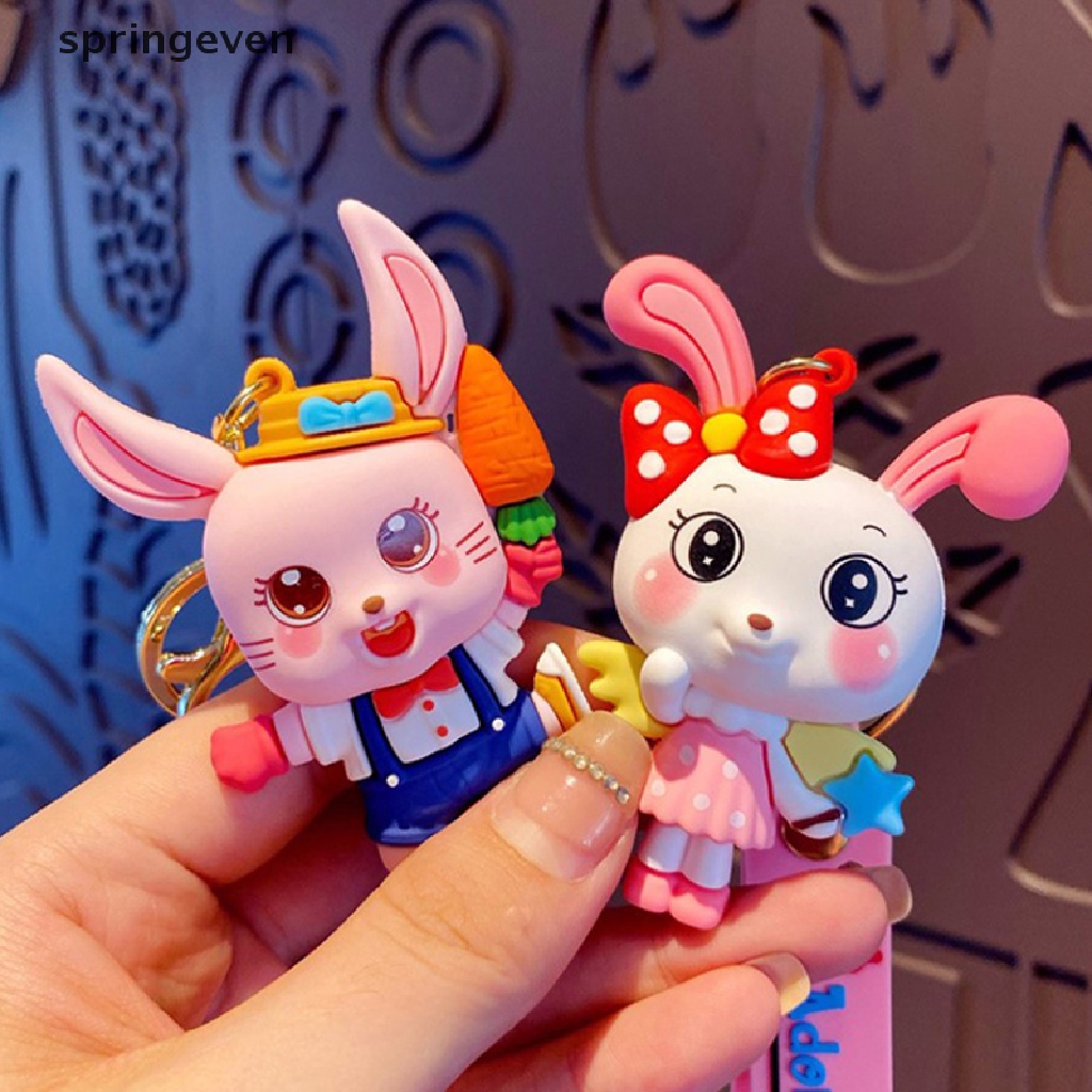Móc Khóa Cặp Đôi Bằng PVC Họa Tiết Thỏ Hoạt Hình Dễ Thương
