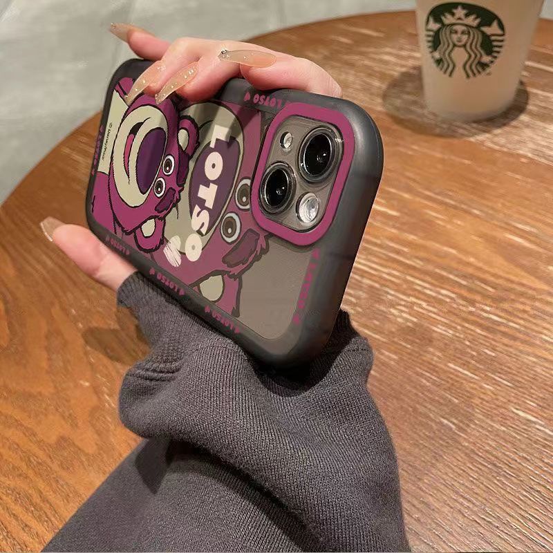 ✅Ốp Điện Thoại Trong Suốt Họa Tiết Gấu / Dâu Tây Dễ Thương Cho Iphone Pro xr 14 12 promax713