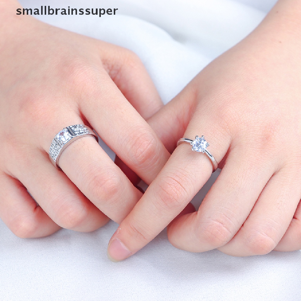 1 Cặp Nhẫn Đính Hôn Đính Đá Cổ Điển Có Thể Điều Chỉnh Kích Thước Dành Cho Cặp Đôi SBS