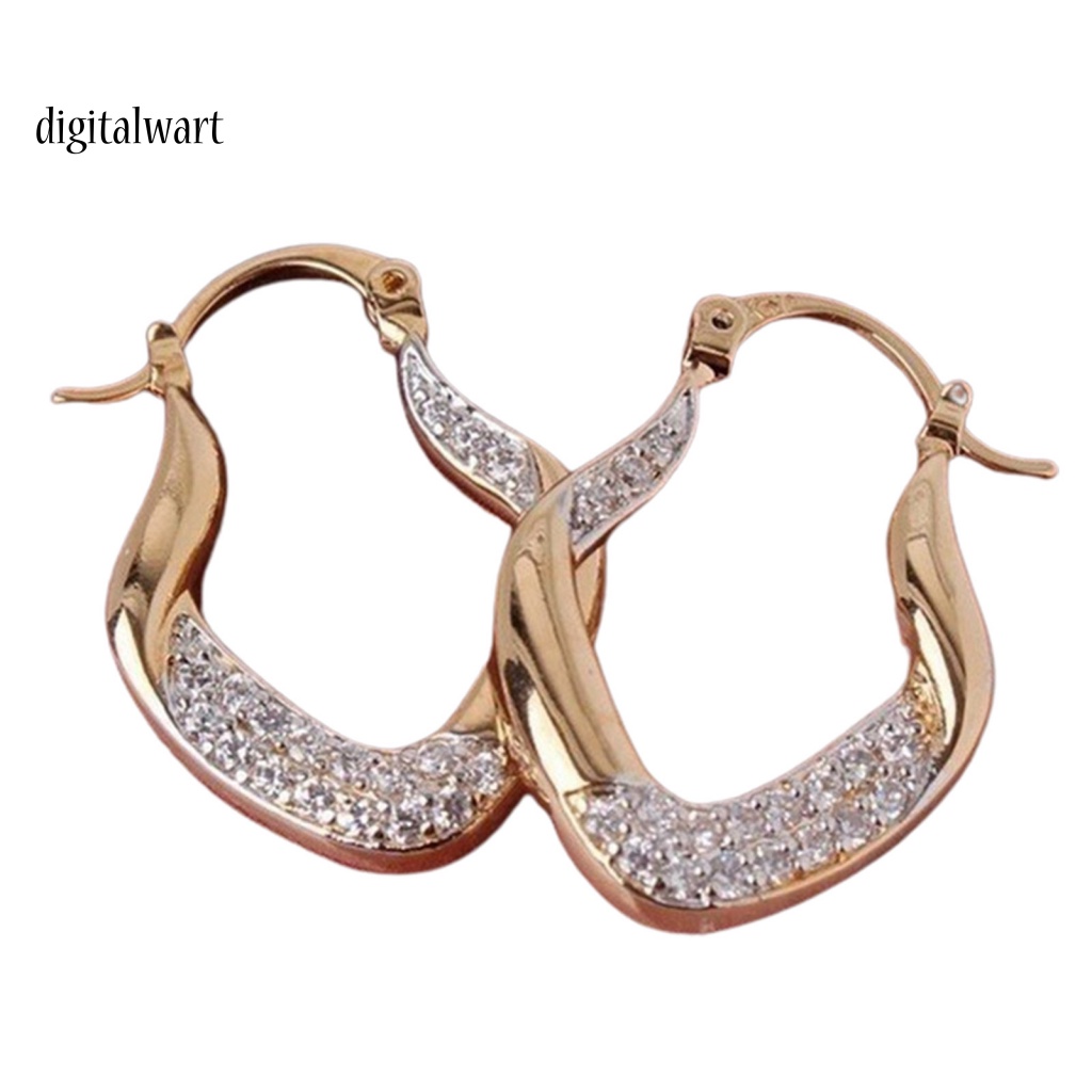 Kỹ Thuật Số| Bông Tai HợP Kim HìNh Chữ U ĐíNh Đá ThờI Trang