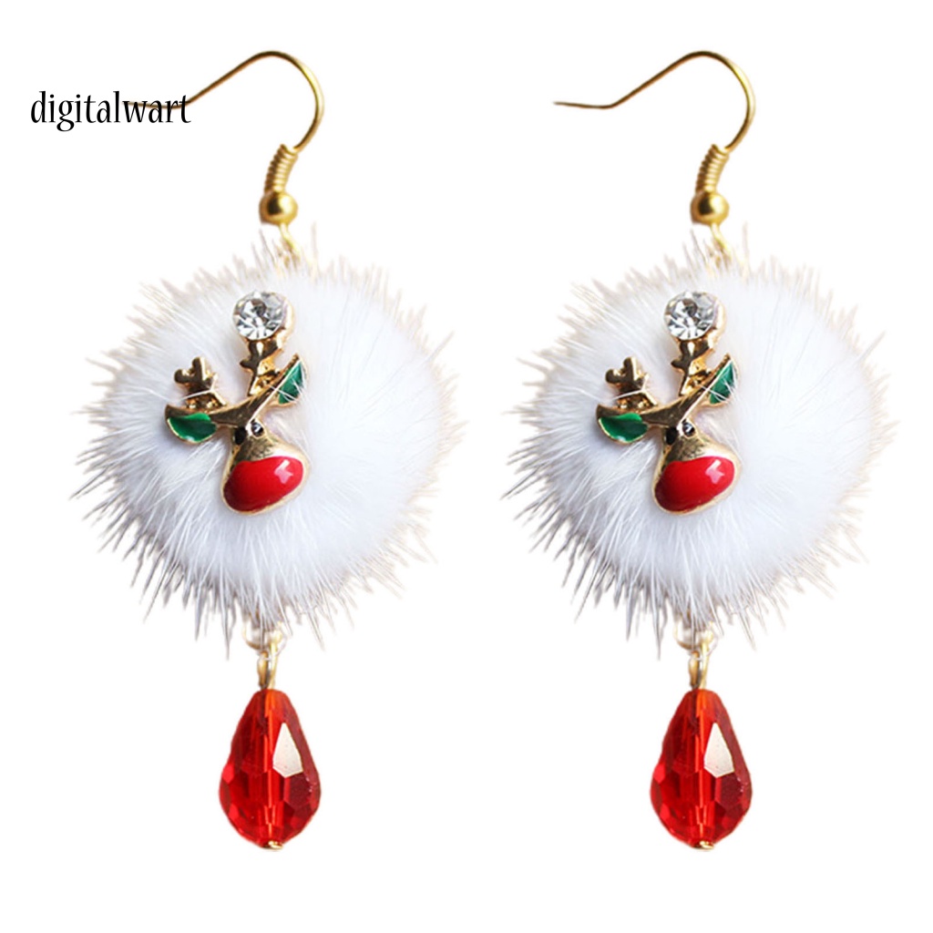 Kỹ Thuật Số| 1 Đôi Bông Tai Đính Đá Phong Cách Giáng Sinh Thời Trang