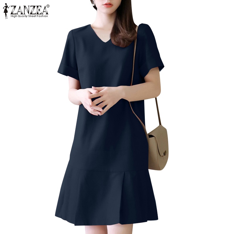 Đầm ôm ZANZEA cổ chữ V thời trang phong cách Hàn Quốc