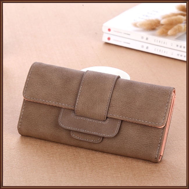 Ví Da Pu Dáng Dài Màu Trơn Đơn Giản Thời Trang Cho Nữ