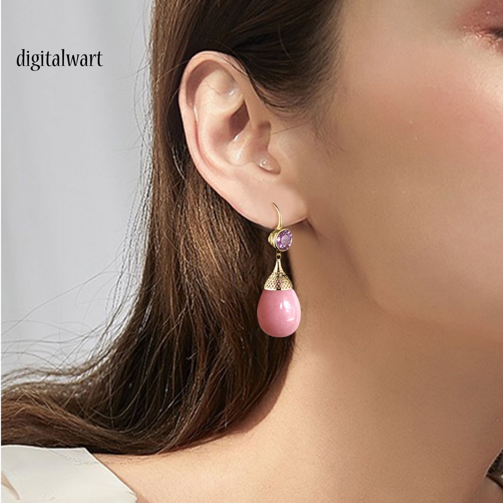 Kỹ Thuật Số| 1 Đôi Bông Tai Hình Giọt Nước Trong Suốt Đính Đá Phong Cách Retro Dành Cho Nữ