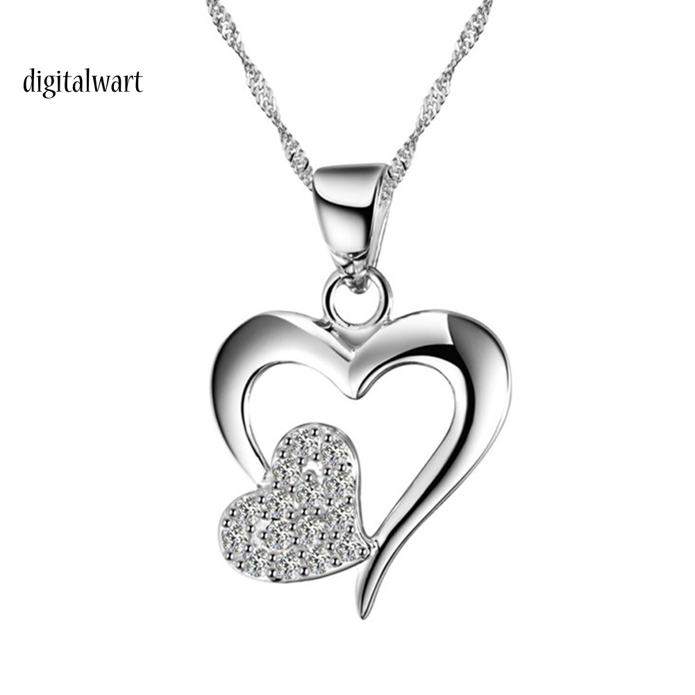 Kỹ Thuật Số| Vòng cổ Mạ BạC HìNh TráI Tim ĐíNh Đá Xinh XắN