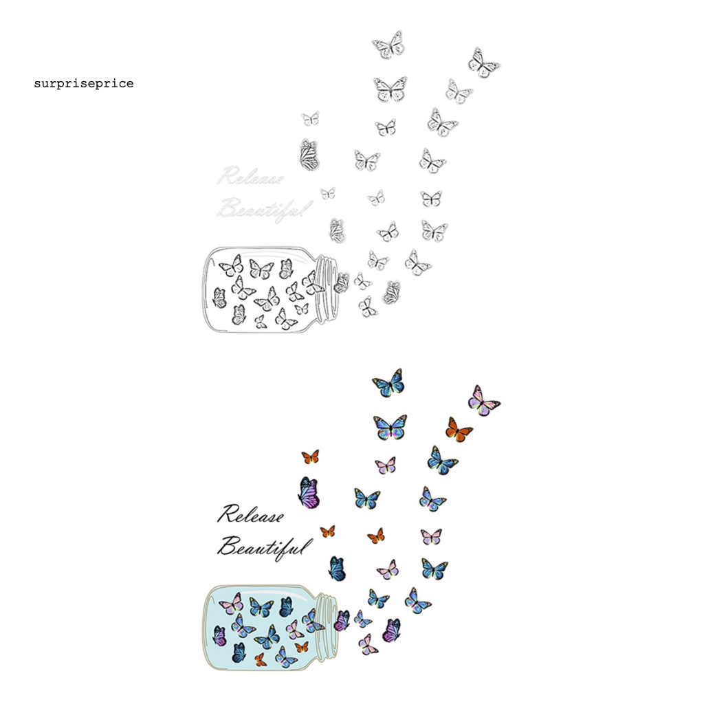 1 Set Sticker Dán Tường Hình Lọ Hoa Bướm Phát Sáng Trong Bóng Tối Không Phai Màu Trang Trí Nhà Cửa