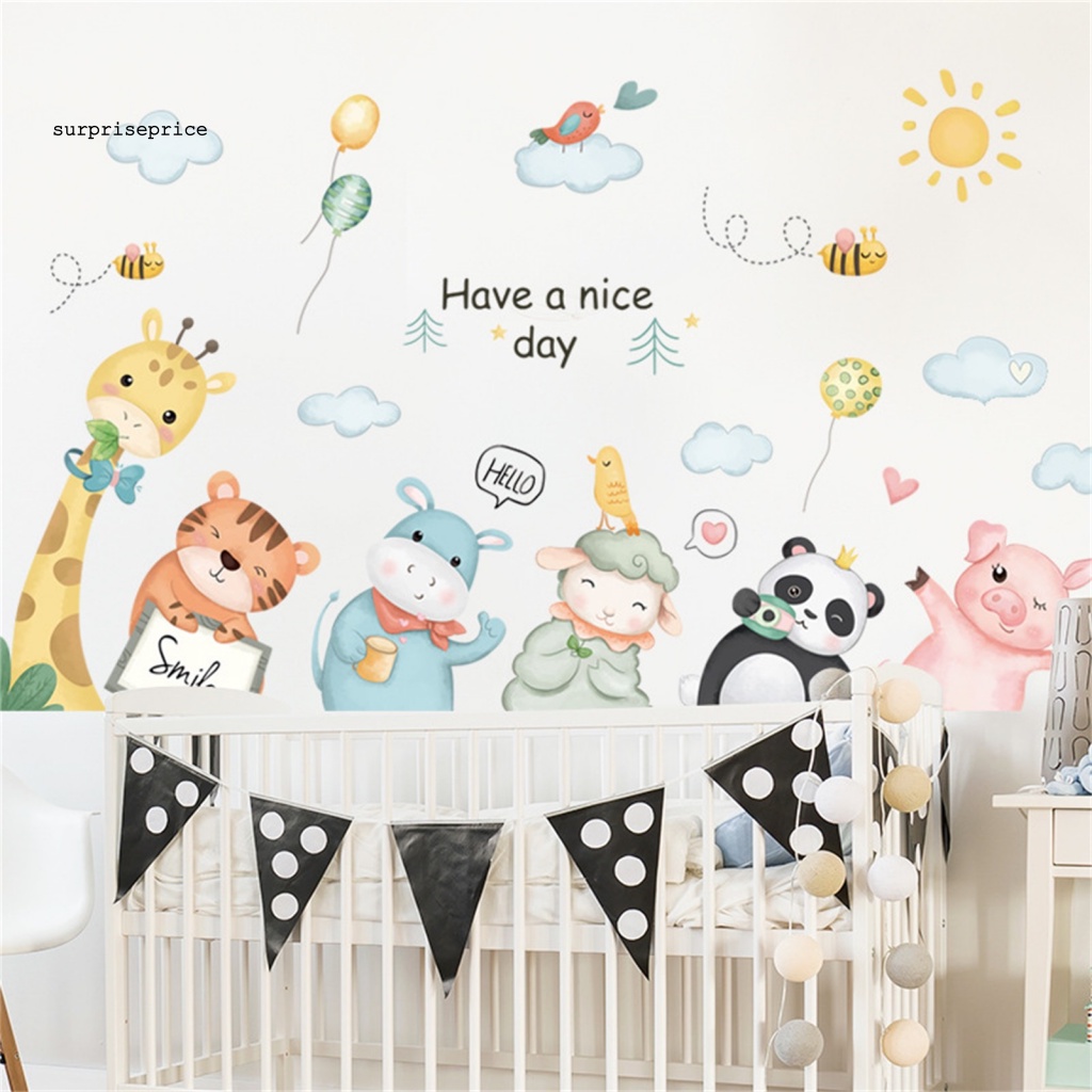 Decal dán tường Tự Dính Bằng PVC Chống Nước Hình Thú Hoạt Hình Đáng Yêu Trang Trí Nhà Cửa