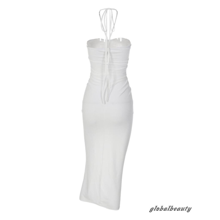 Gb-đầm Ống Dây Rút Xếp Ly Cắt Xẻ Cao Màu Trơn Có Thể Điều Chỉnh Cho Nữ Vào Mùa Hè