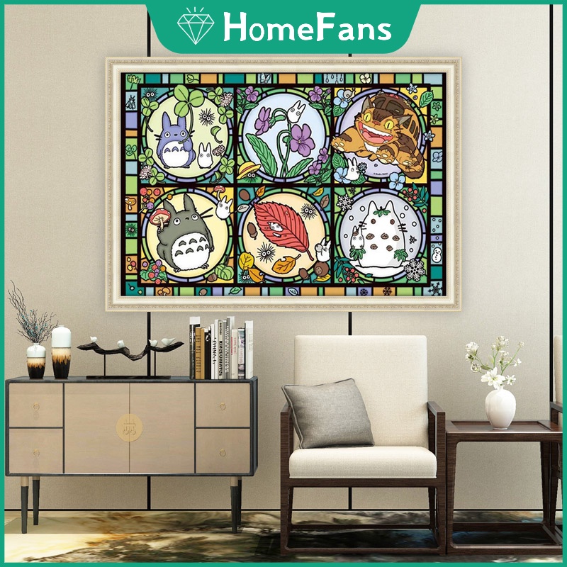 Bộ Tranh Đính Đá Diy Hình Totoro Kích Thước 40x30cm / 50x40cm / 70x50cm