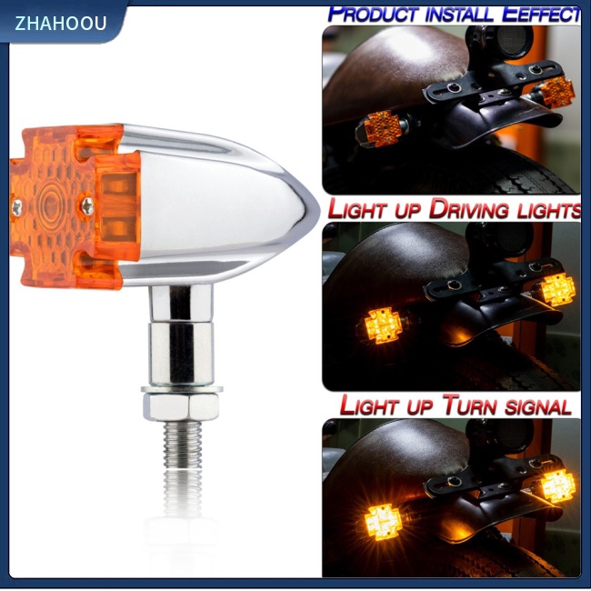 ☃Phụ Kiện Trang Trí Nhà Cửa Độc Đáo Sáng Tạo☃ Set 2 Đèn Led Xi Nhan Hình Chữ Thập Bằng Hợp Kim Nhôm Phong Cách Retro Cho Xe Mô Tô