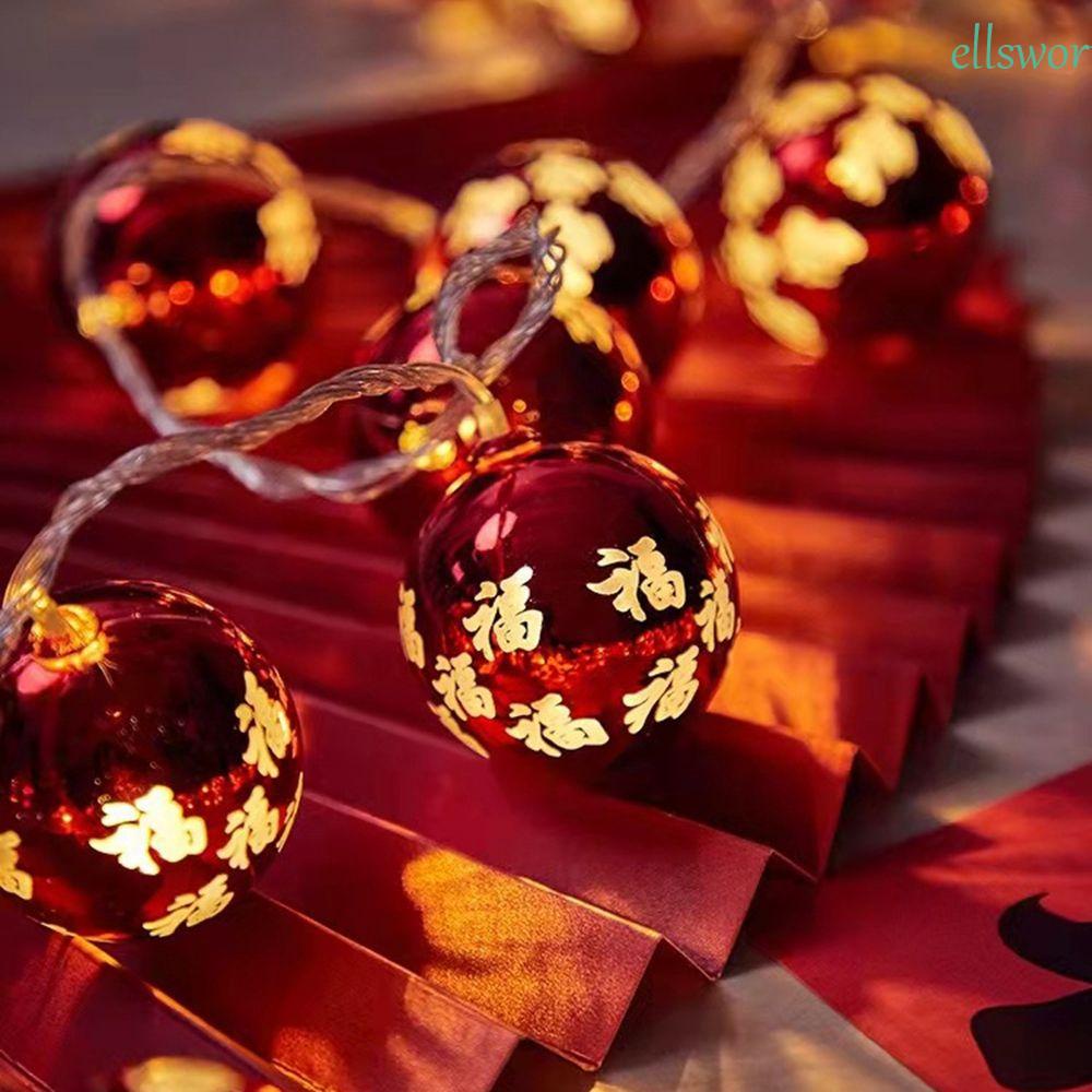 Dây Đèn Lồng Kèm Hộp Pin Trang Trí Năm Mới Phong Cách Trung Hoa