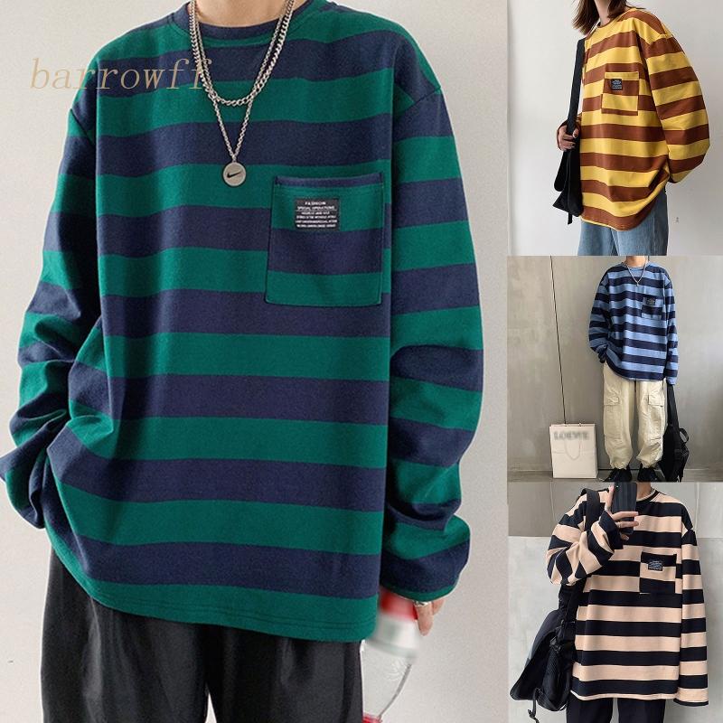 Áo Thun Tay Dài Họa Tiết Kẻ Sọc Phong Cách Hàn Quốc Thời Trang Cho Nữ Size M-2XL