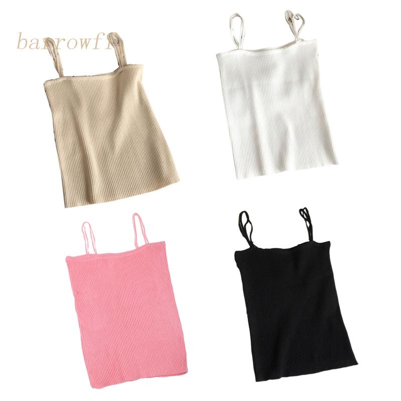 Brroa Áo Hai Dây Dệt Kim Màu Trơn Phong Cách Hàn Quốc Cho Nữ