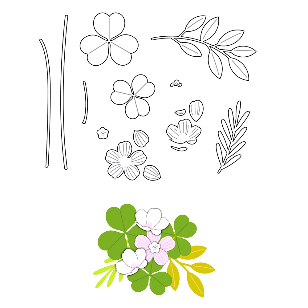 Khuôn Cắt Giấy Bằng Thép Carbon Hình Hoa Lá Trang Trí Thiệp / Sổ Tay DIY Thẻ