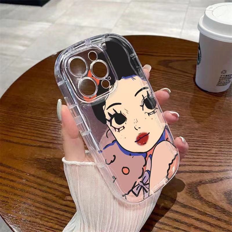 ✅Ốp Điện Thoại Túi Khí Mềm Cao Cấp Hình Cô Gái Mắt To iPhone14ProMax78plus Xr 11 12 xs 13 O77G