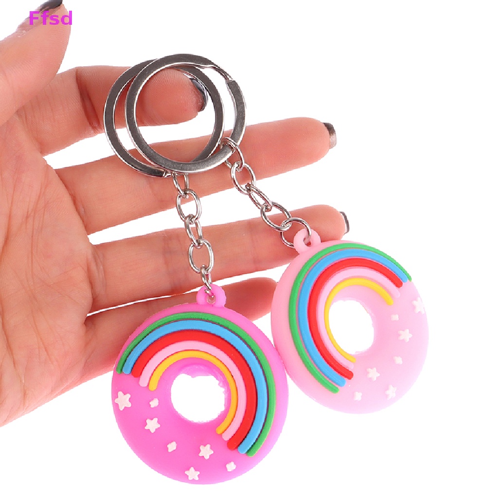 {Ffsd} Móc Khóa Trang Trí Túi Xách Hình Bánh Donut Hoạt Hình Ngọt Ngào