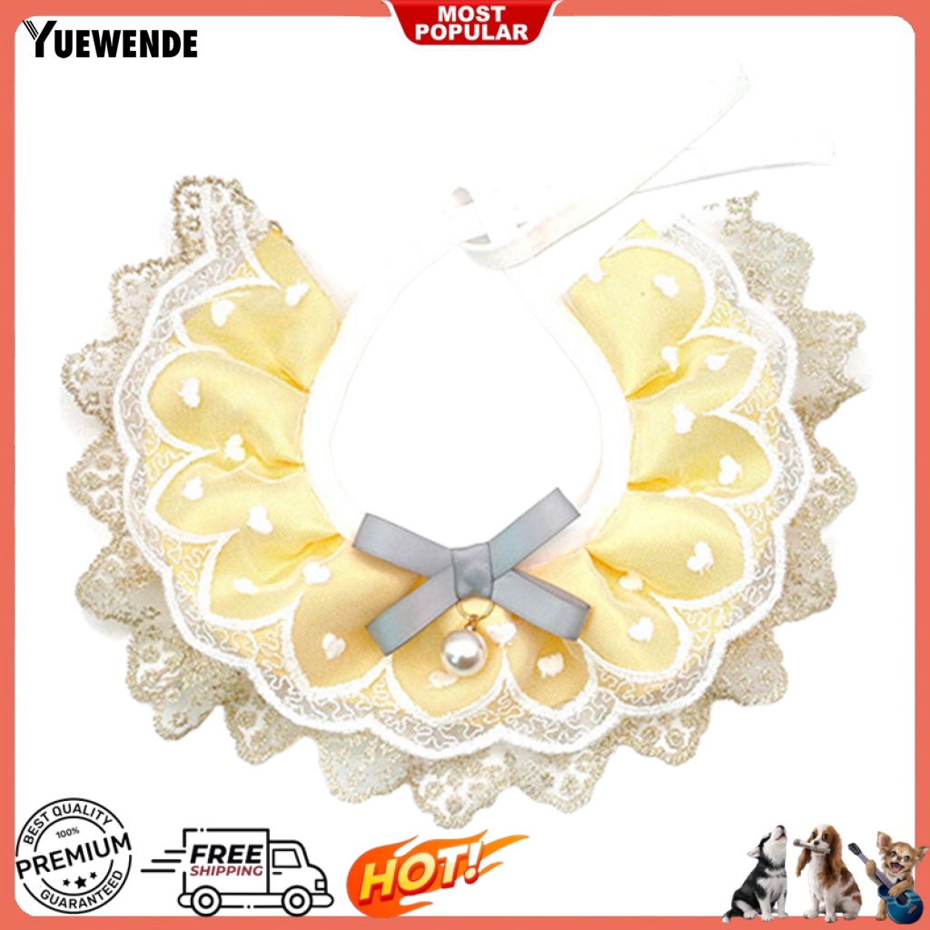 Khăn Choàng Cổ Họa Tiết Trái Tim Đính Ngọc Trai Thanh Lịch Cho Thú Cưng