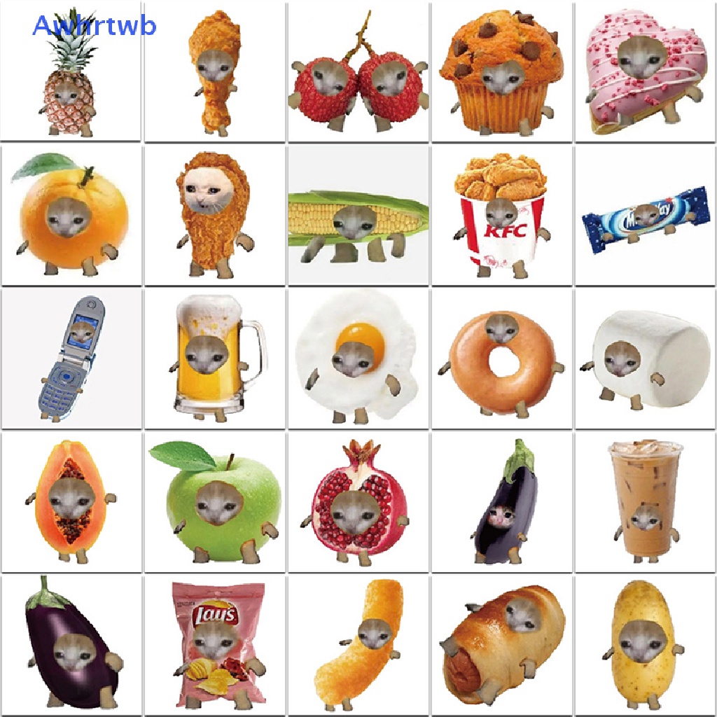 Bộ 69 Sticker Dán Trang Trí Hành Lý / Laptop / Ipad / Xe Hơi Hình Mèo Vui Nhộn Mới