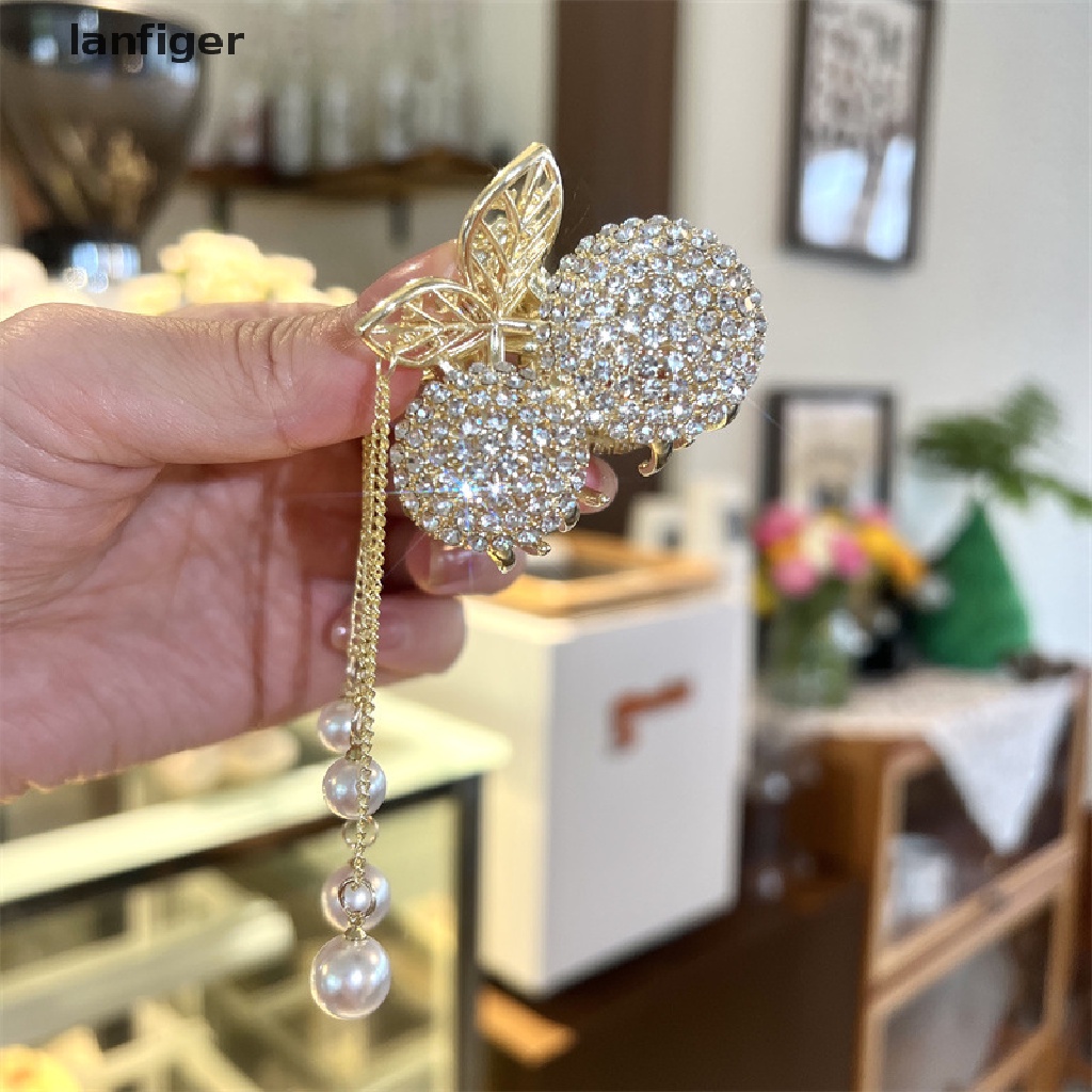 Kẹp Tóc Hình Quả Cherry Đính Đá Có Tua Rua 1 Cái Cho Nữ