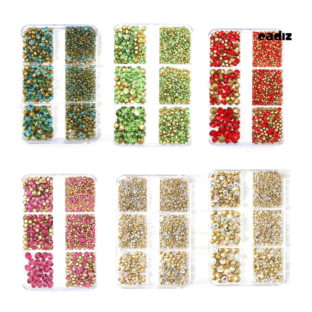 1 Hộp Đá 6 Ngăn Đựng Phụ Kiện Trang Trí Móng Tay Chống Nước Chống Oxy Hóa