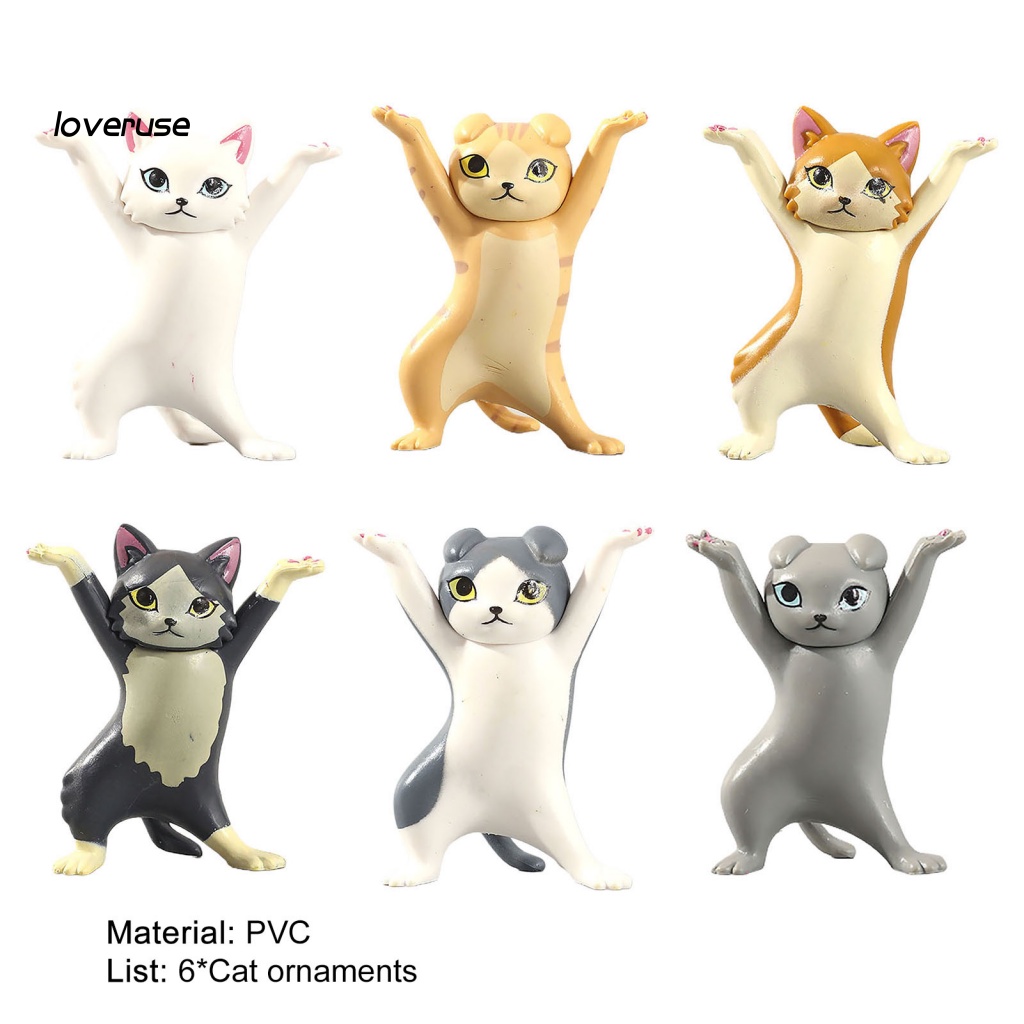 Set 6 Giá Đỡ Bút Chì Bằng PVC Hình Mèo Nhảy Múa Để Bàn Trang Trí Cho Bé