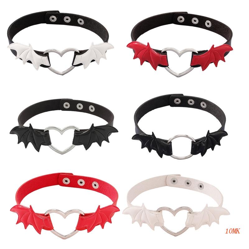 Vòng Cổ Choker Bằng Da PU Trang Trí Cánh Trái Tim Phong Cách Harajuku Cho Nữ